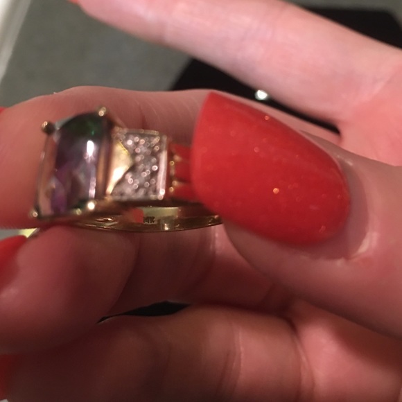 Vintage Mystic Topaz & diamond 14k gold Ring - Picture 4 of 4
